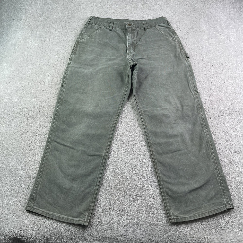 Vintage Carhartt Pants Mens 32x30 Green Moss Duck Canvas Carpenter Workwear B11